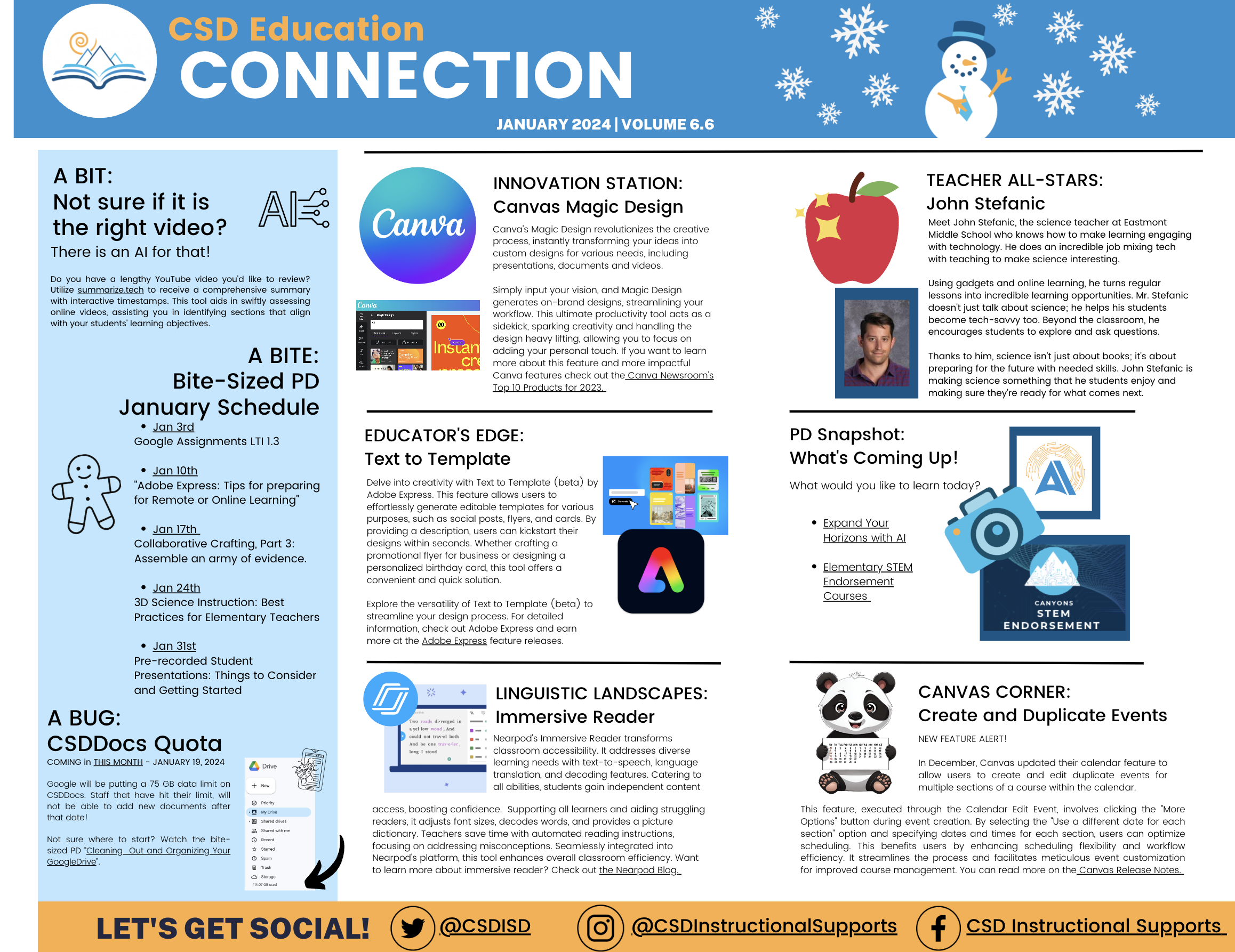 Access the newsletter at https://tinyurl.com/CSDDTL-newsletter