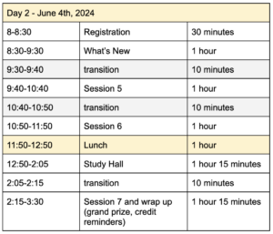 June 4th schedule